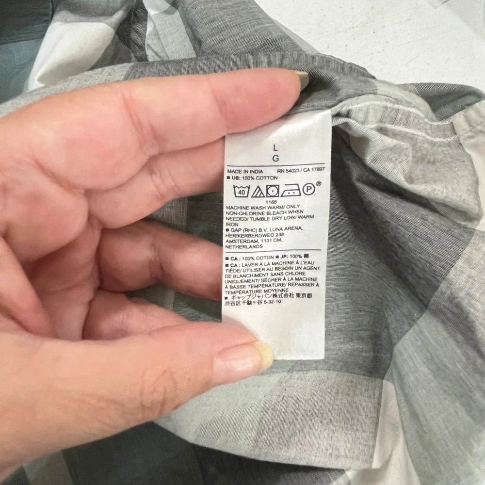 Banana Republic Untucked Fit Shirt Men L Plaid Organic‎ Cotton Casual Everyday